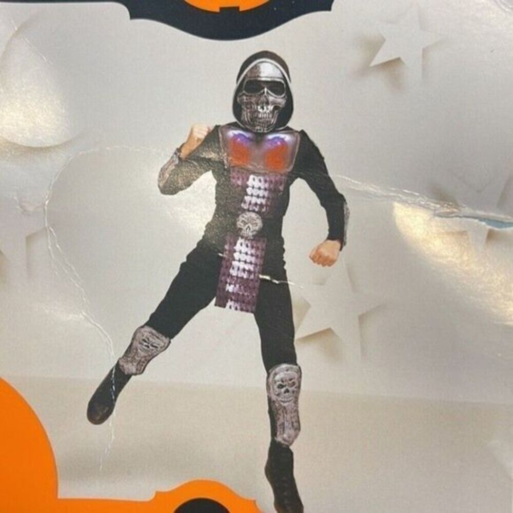 Light Up Iron Skull Ninja Halloween Costume Kids L 10-12‎